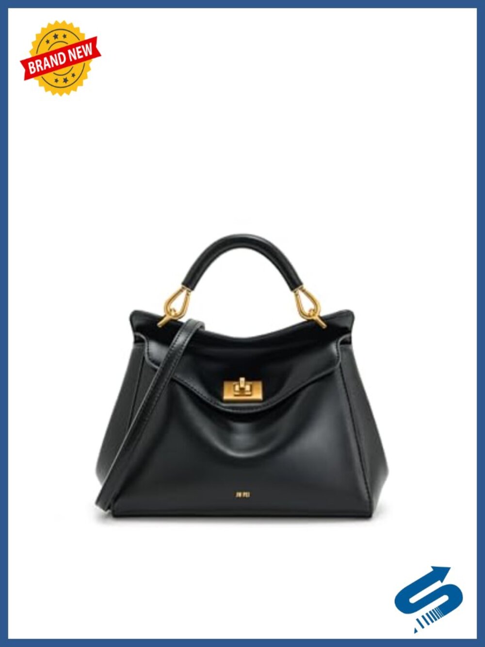 Vegan Leather Trapezoid Top-Handle Crossbody Handbag Adjustable Strap